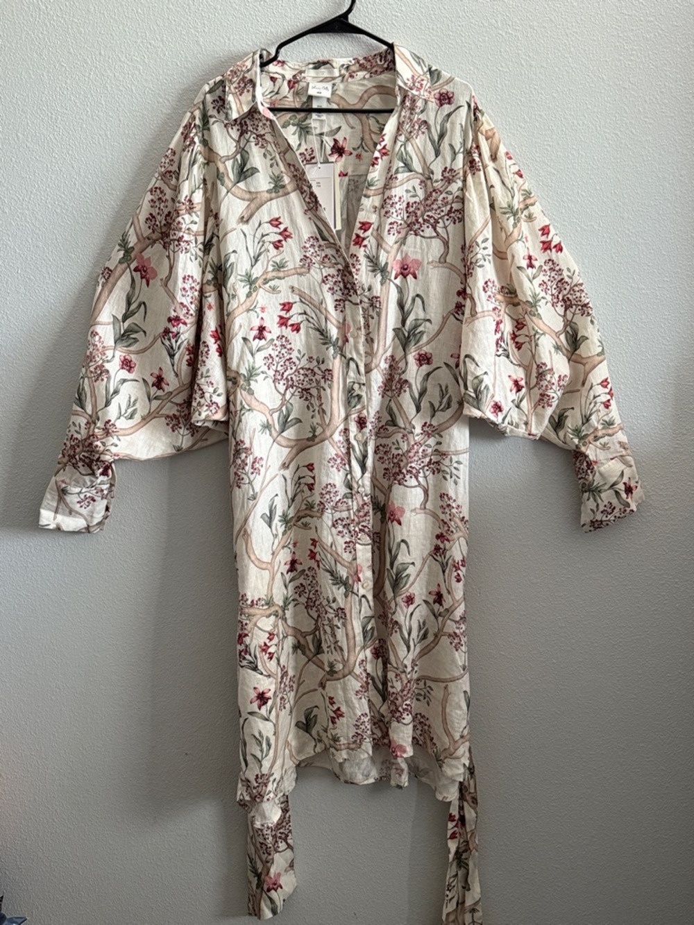 NWT Johanna Ortiz x H&M Linen Floral Shirt Dress Belted XXL - Picture 3 of 9